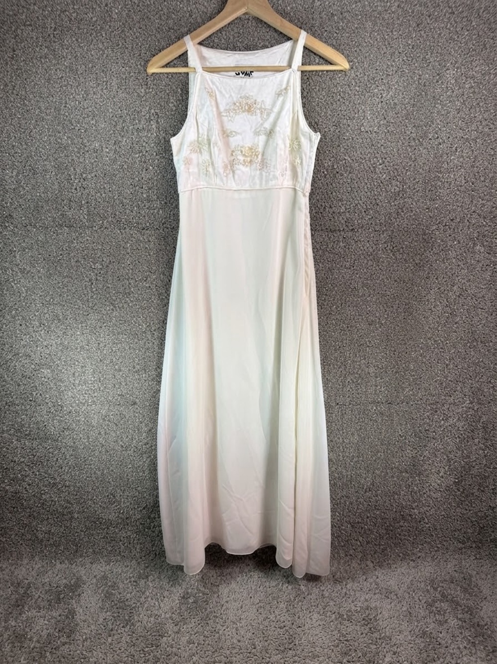 Vintage Jump Apparel Co. Beaded Bodice Ivory Maxi Dress - Size 5/6